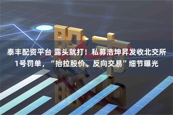 泰丰配资平台 露头就打！私募浩坤昇发收北交所1号罚单，“抬拉股价、反向交易”细节曝光
